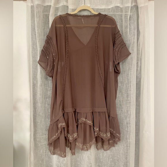 RARE-Free People Mauve Sheer Boho Festival Dress - Picture 6 of 6
